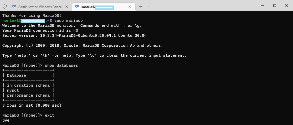 Install MariaDB Server on WSL