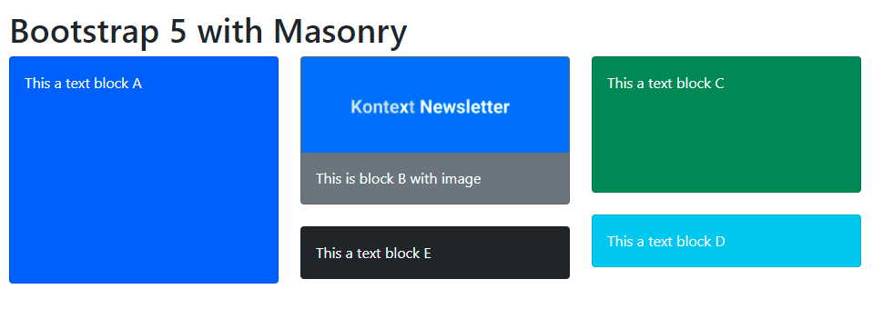 Bootstrap 5 Masonry Cards Layout