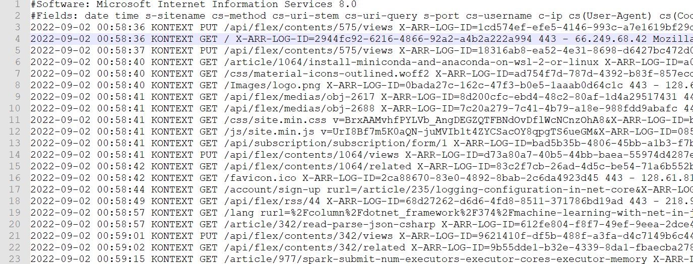 Azure App Service IIS Log Analytics using Pandas
